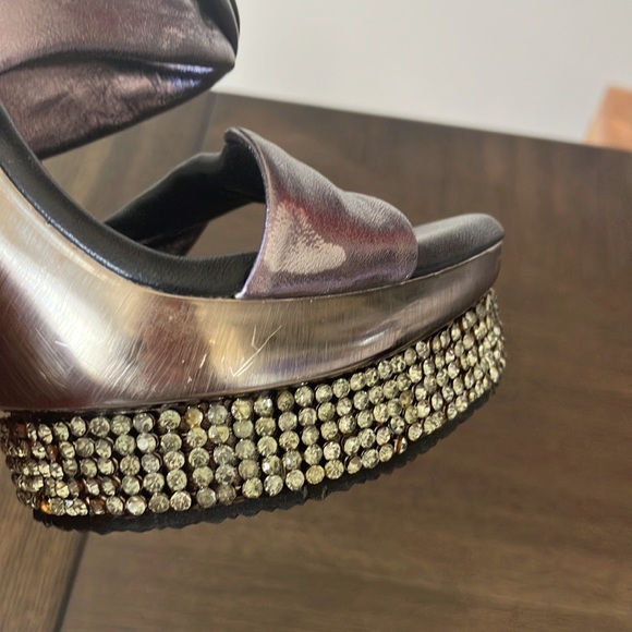 Tony Keuylian Retro hot LA Glam Heels Retro Trendy Bling Platform Sz 6 narrow - Picture 12 of 17